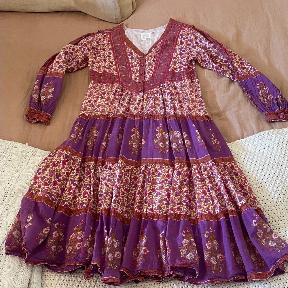 Cotton Floral Blue Boheme Dress S/M